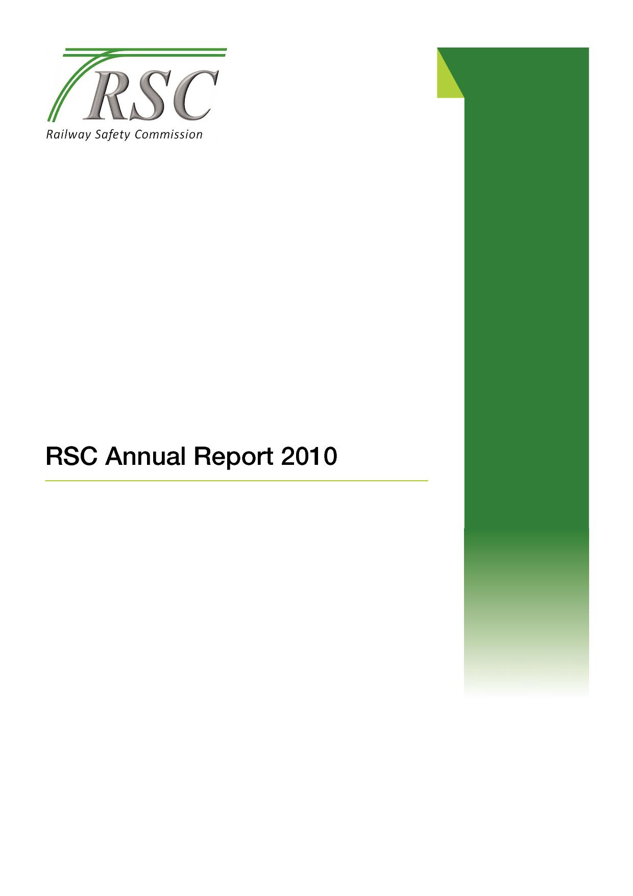 RSC Annual Report 2010 | Commission for Railway Regulation